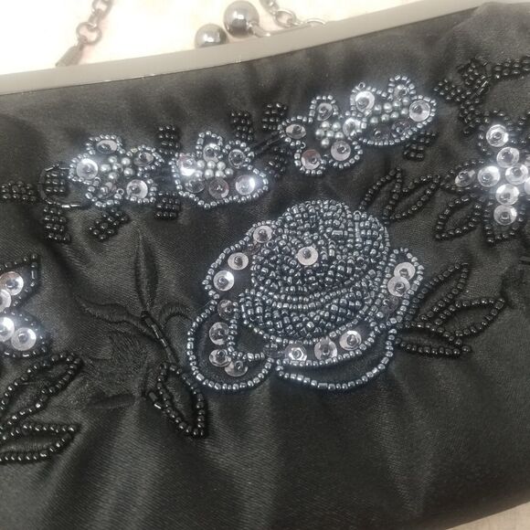 Boho Black Beaded Evening Bag. - Picture 2 of 10